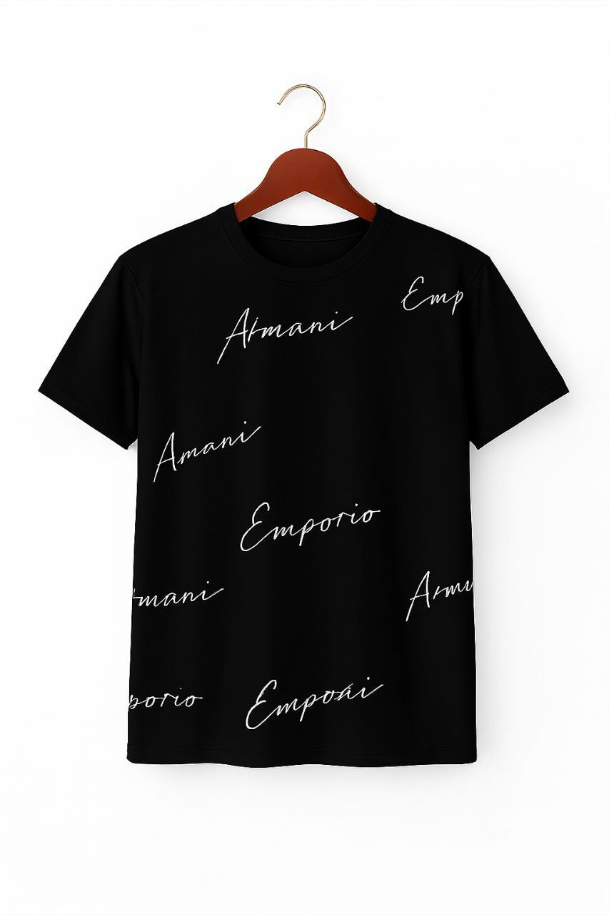 Black Fabric Pic Mee Armani T-Shirt