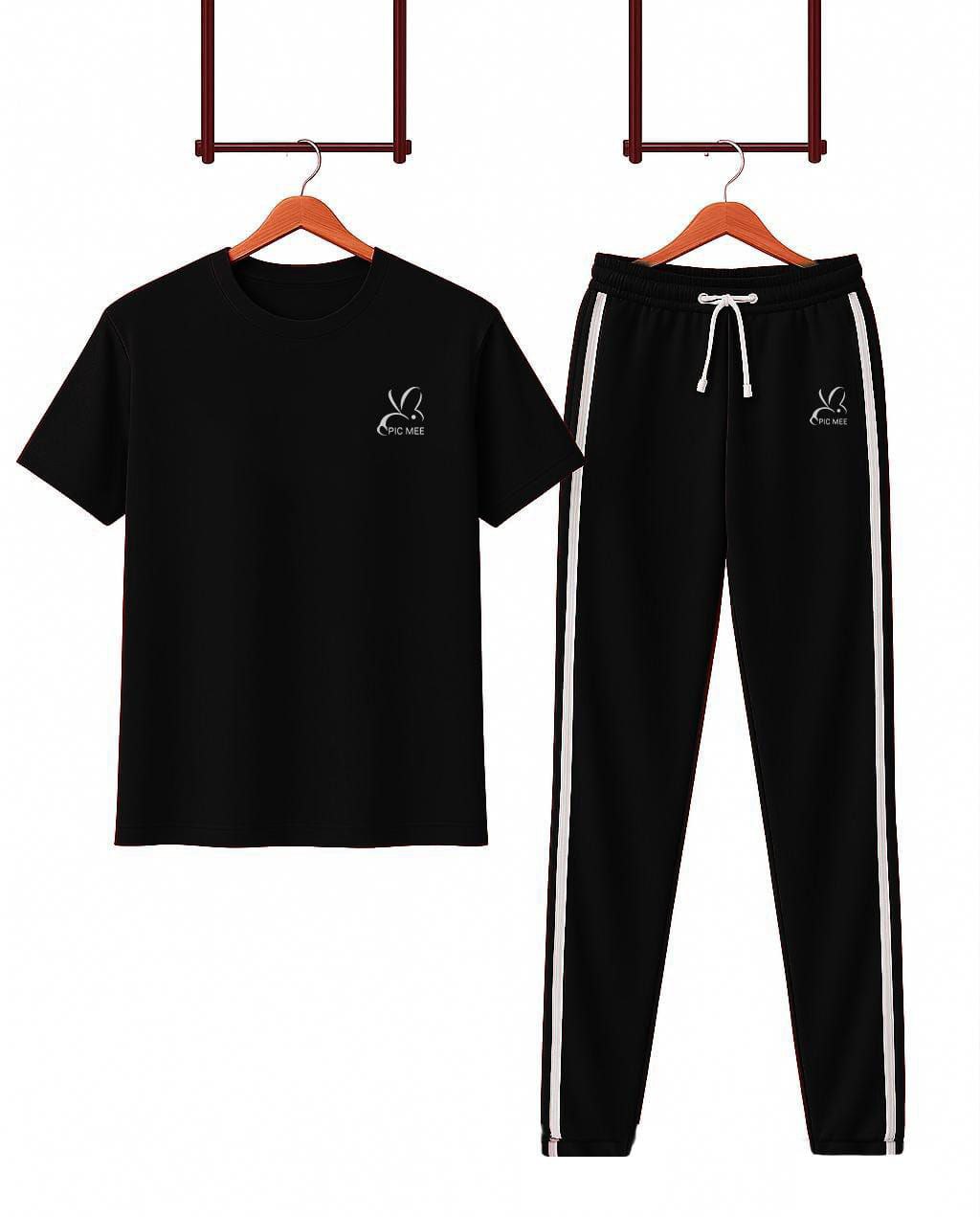 "Pic Mee Black Track Trouser – Casual Comfort with Stylish Chart Print"
