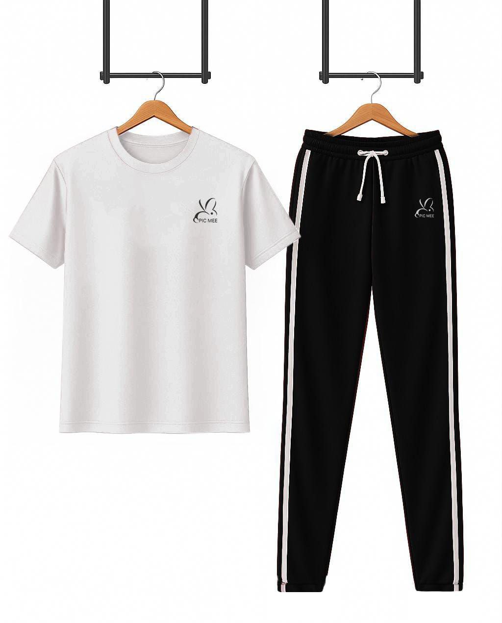 "Pic Mee Black or white Track Suit – Casual Comfort with Stylish Chart Print"