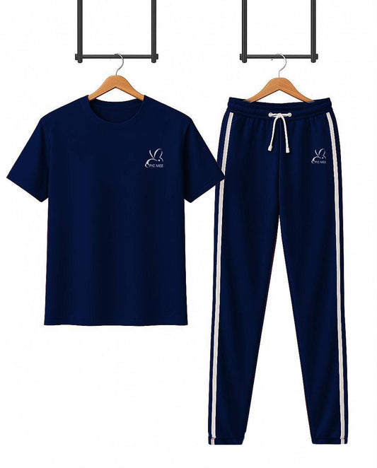 "Pic Mee Blue Track Trouser – Casual Comfort with Stylish Chart Print"
