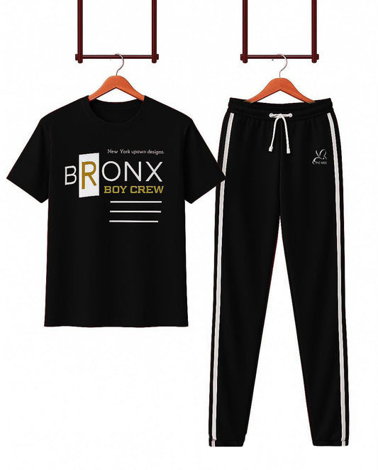 Pic Mee Black Track Suit – Bronx Casual T shirts Comfort with Stylish Chart Print"